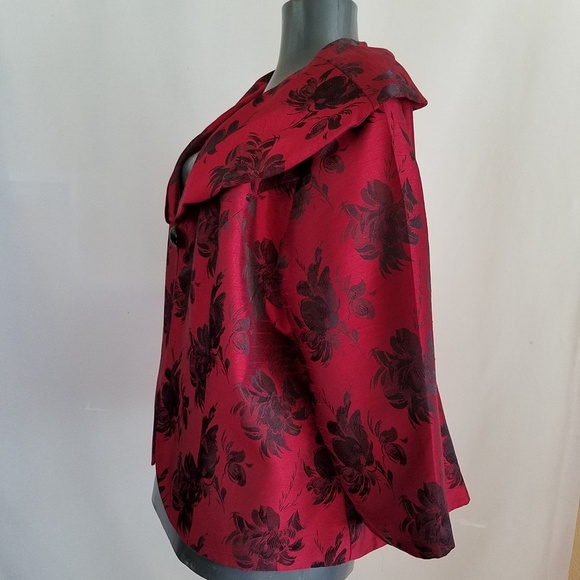 Le Bos Black and Red Floral One Button Jacket Sz18 - Picture 4 of 8